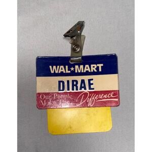 Vintage Walmart Employee Name Badge with Clip
